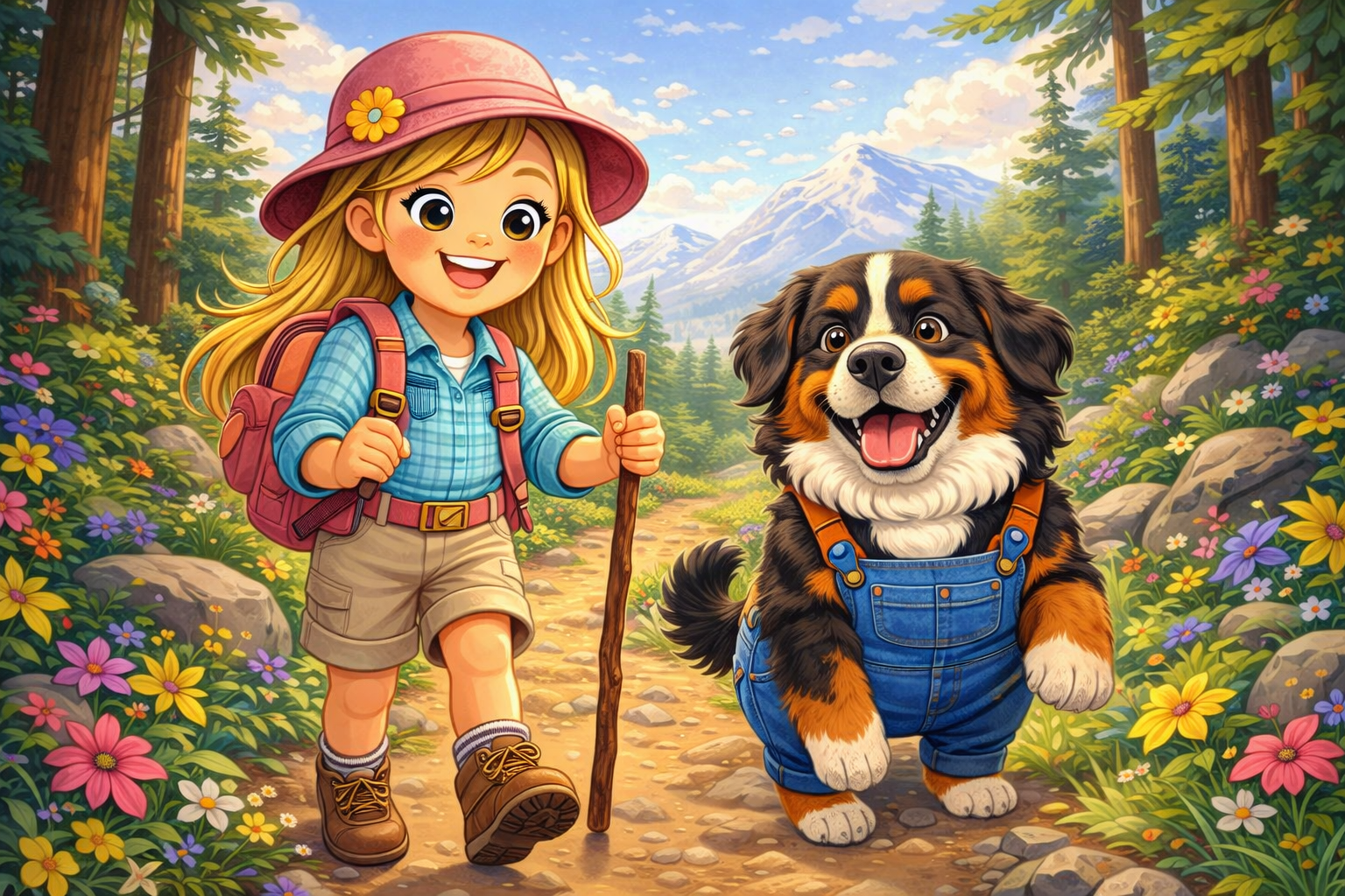 Ada and Max on a forest hike