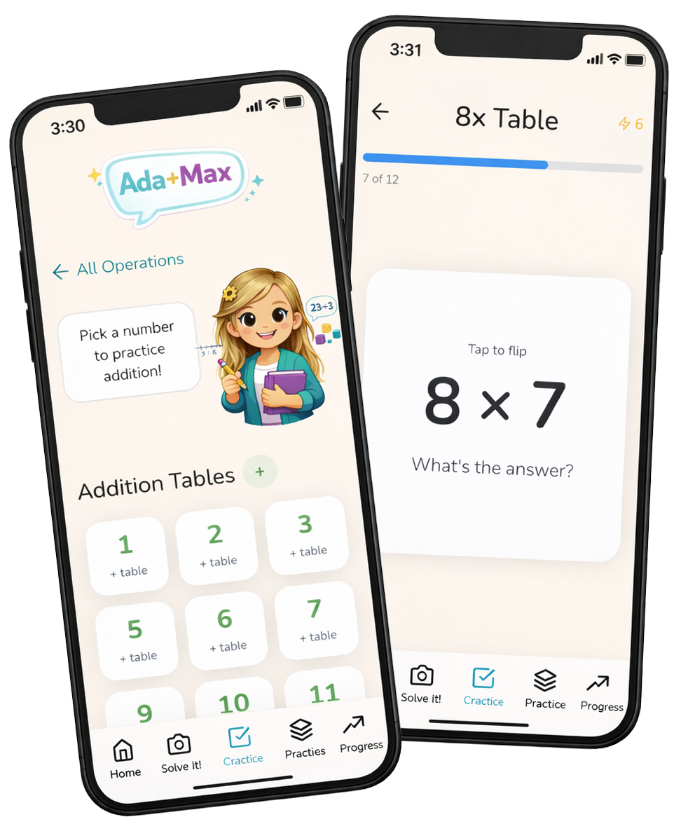 Flashcard practice with Ada+Max