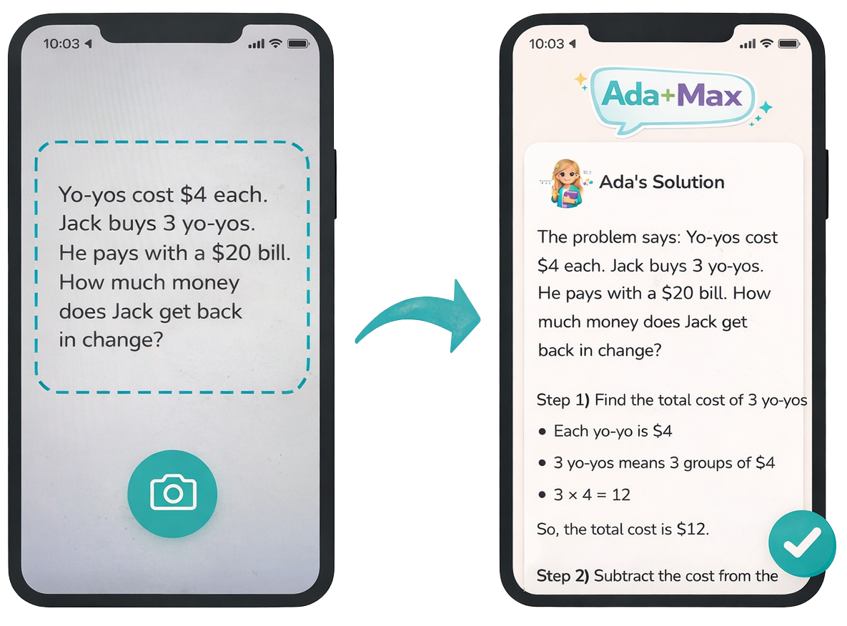 Ada explaining a math problem step by step